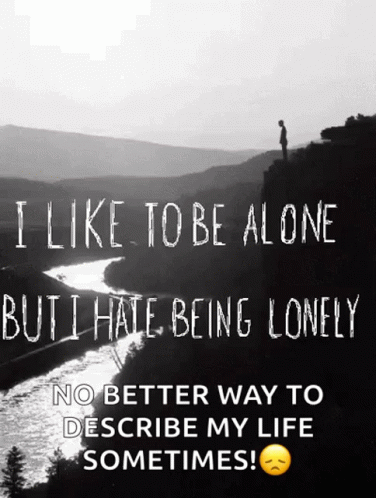 A Poster That Says I Like To Be Alone But I Hate Being Lonely Sometimes GIF