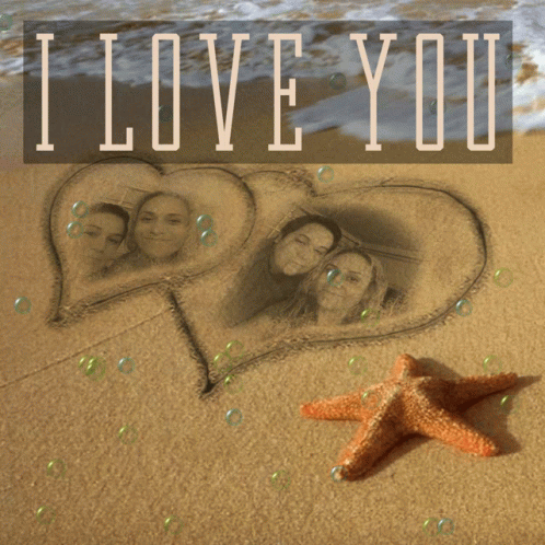 A Poster That Says I Love You With A Starfish In The Foreground GIF