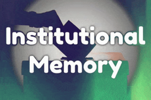 A Poster That Says Institutional Memory With A Globe In The Background GIF
