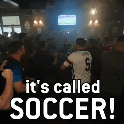 a poster that says it 's called soccer with a soccer player in the background