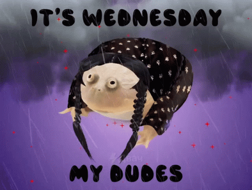 A Poster That Says It 'S Wednesday My Dudes With A Frog GIF