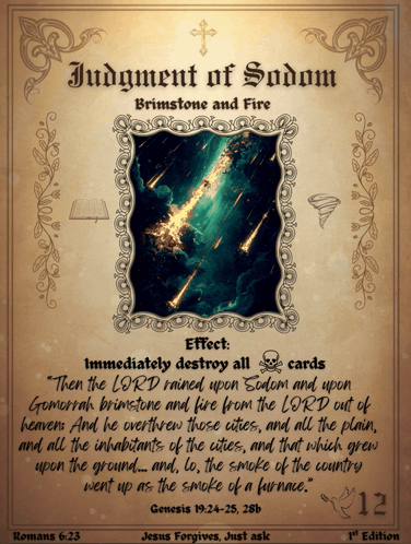 A Poster That Says Judgment Of Sadom Brimstone And Fire GIF