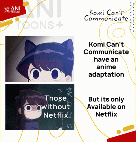 a poster that says komi can 't communicate has an anime adaptation
