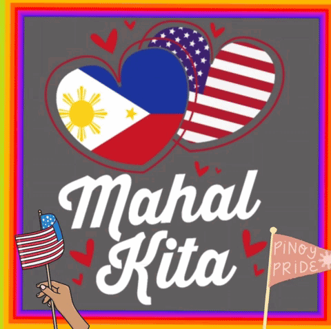 A Poster That Says Mahal Kita With Two Hearts GIF