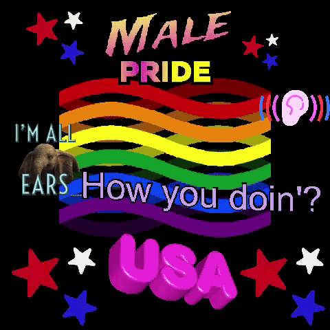 A Poster That Says Male Pride I 'M All Ears How You Doin ? GIF