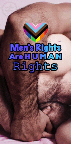 A Poster That Says Men 'S Rights Are Human Rights With A Picture Of A Man GIF