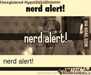 A Poster That Says ' Nerd Alert ' At The Top And ' Nerd Alert ' At The Bottom GIF