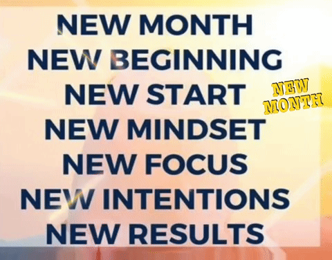 A Poster That Says `` New Month New Beginning New Start New Mindset New Focus New Intentions New Results '' . GIF