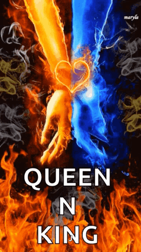 A Poster That Says Queen N King With A Heart In The Middle GIF