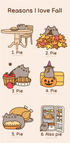 A Poster That Says Reasons I Love Fall With A Cat On It GIF