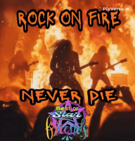 A Poster That Says Rock On Fire Never Die Best Of Start Friends GIF