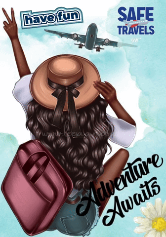 A Poster That Says Safe Travels And Adventure Awaits On It GIF
