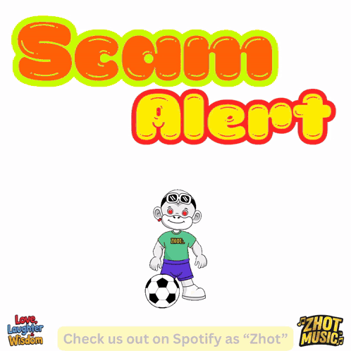A Poster That Says Scam Alert With A Bowling Ball GIF