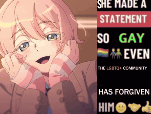 A Poster That Says She Made A Statement So Gay Has Forgiven Him GIF