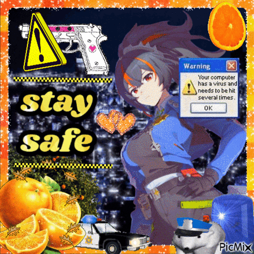 A Poster That Says Stay Safe With A Police Officer GIF