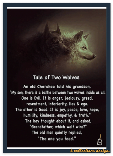 A Poster That Says Tale Of Two Wolves On It GIF