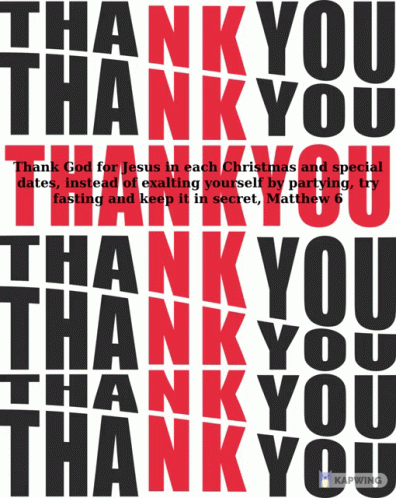 A Poster That Says " Thank You " In Black And Red GIF