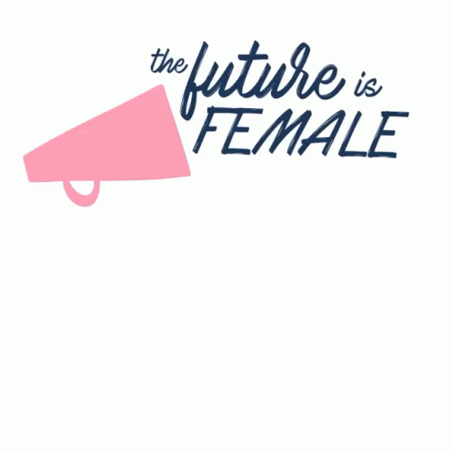 A Poster That Says The Future Is Female With Three People Holding Up Their Arms GIF