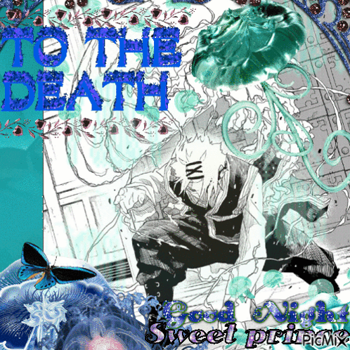 A Poster That Says To The Death With A Drawing Of A Man GIF