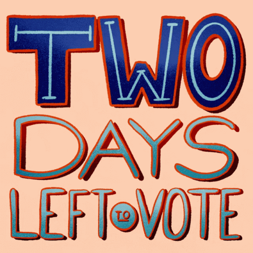 A Poster That Says Two Days Left To Vote On It GIF