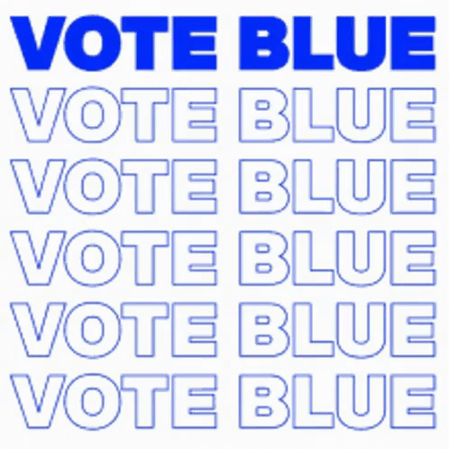 A Poster That Says Vote Blue On It GIF