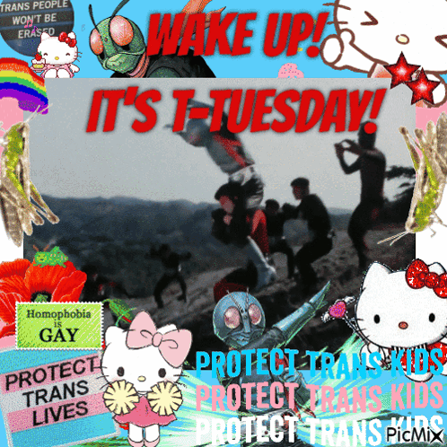 A Poster That Says " Wake Up It 'S T-Tuesday " On It GIF
