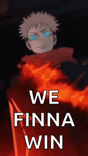 A Poster That Says We Finna Win With A Cartoon Character GIF