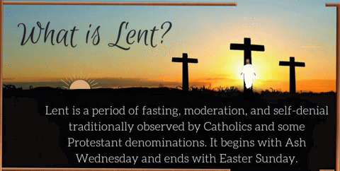 A Poster That Says What Is Lent With Three Crosses In The Background GIF