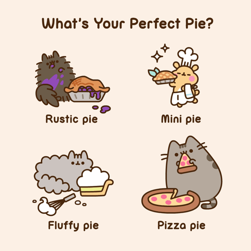 A Poster That Says What 'S Your Perfect Pie Rustic Pie Fluffy Pie Mini Pie Pizza Pie GIF