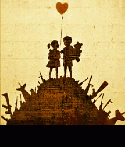 A Poster With A Boy And A Girl Holding A Heart And The Words Stop Killing GIF