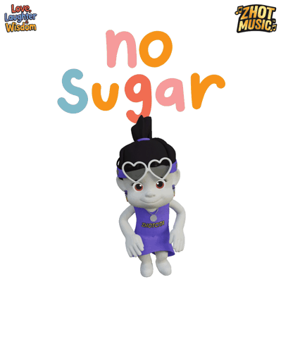 A Poster With A Cartoon Girl And The Words No Sugar On It GIF