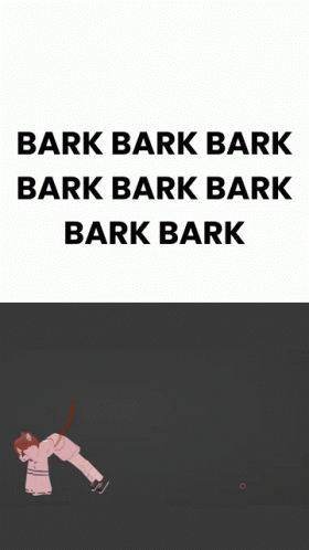 A Poster With A Cat And The Words Bark Bark Bark Bark Bark Bark Bark GIF