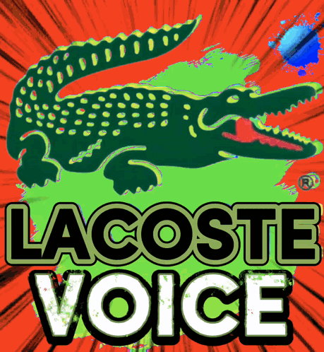 A Poster With A Crocodile And The Words Lacoste Voice Below It GIF