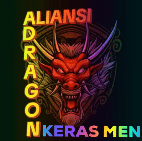 A Poster With A Dragon And The Words Aliansi Drago N Keras Men On It GIF