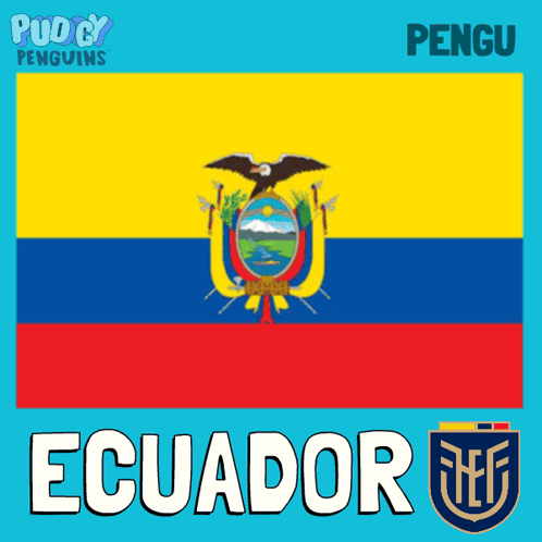 A Poster With A Flag And The Word Ecuador Under It GIF
