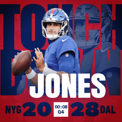 A Poster With A Football Player And The Name Jones On It GIF