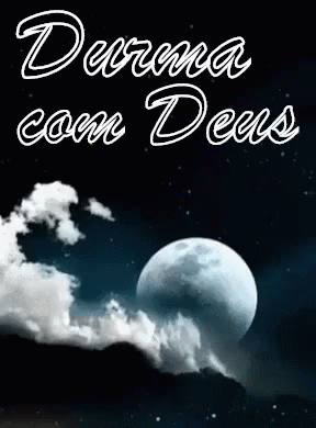 A Poster With A Full Moon And Clouds In The Night Sky GIF