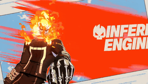 A Poster With A Ghost Rider And The Words Infern Engine On It GIF