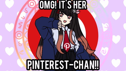 A Poster With A Girl And The Words Omg It 'S Her Pinterest-Chan ! GIF