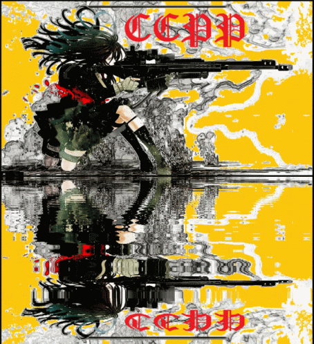 Girl Holding Gun With CCPD Text Poster GIF