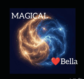A Poster With A Heart And The Words Magical And Bella On It GIF