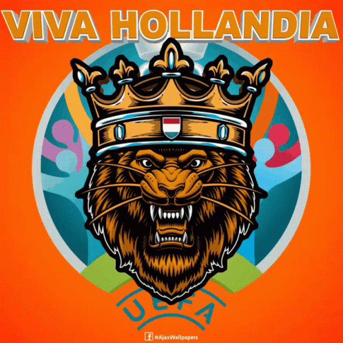 a poster with a lion wearing a crown and the words viva hollandia on it