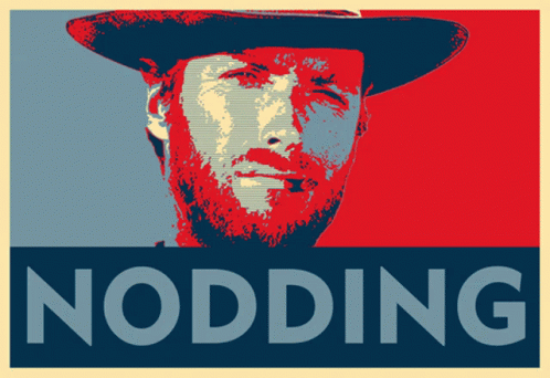 A Poster With A Man In A Hat And The Word Nodding On It GIF