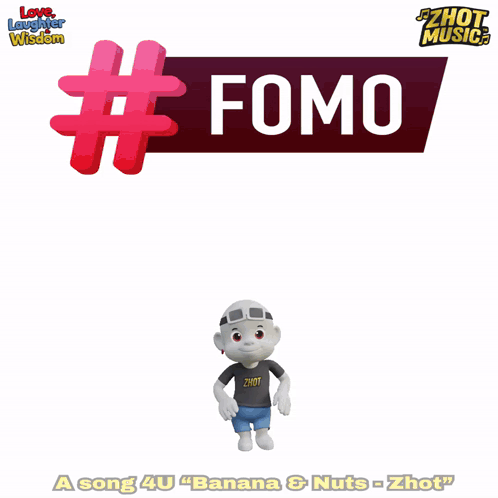 A Poster With A Monkey Holding A Broken Heart And The Words " Fomo " GIF
