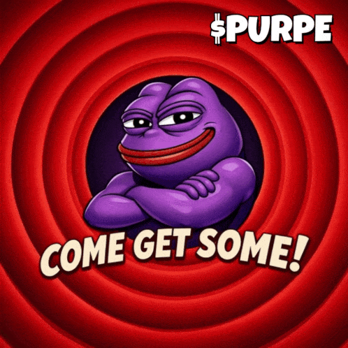 A Poster With A Purple Frog And The Words Come Get Some On It GIF