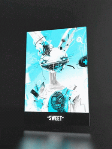 A Poster With A Rabbit On It That Says Sweet On It GIF