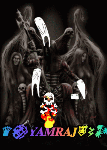 A Poster With A Skull And Crossbones And The Name Yamraj On The Bottom GIF