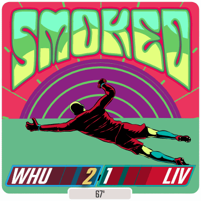A Poster With A Soccer Player And The Words Smoked Whu 2/1 Liv GIF