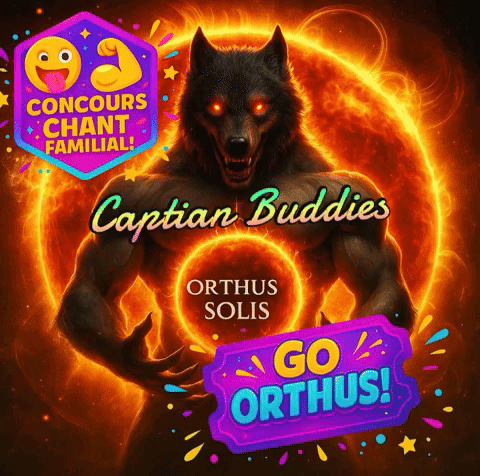 A Poster With A Wolf And The Words Caption Buddies GIF