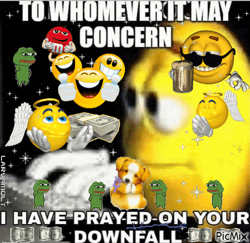 A Poster With Smiley Faces And The Words To Whomever It May Concern GIF